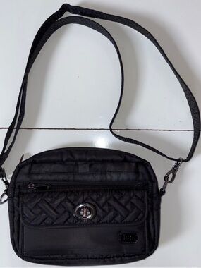 LUG SWITCH Solid Black Quilted Crossbody Purse Bag Wallet Travel